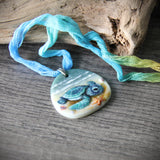 Baby Sea Turtle - art glass jewelry - mama bear Fused Glass Pendant - Unique Art Jewelry