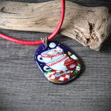 Strawberry dream  - Fused Glass Pendant - Unique Art Jewelry by FannyD