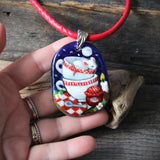 Strawberry dream  - Fused Glass Pendant - Unique Art Jewelry by FannyD